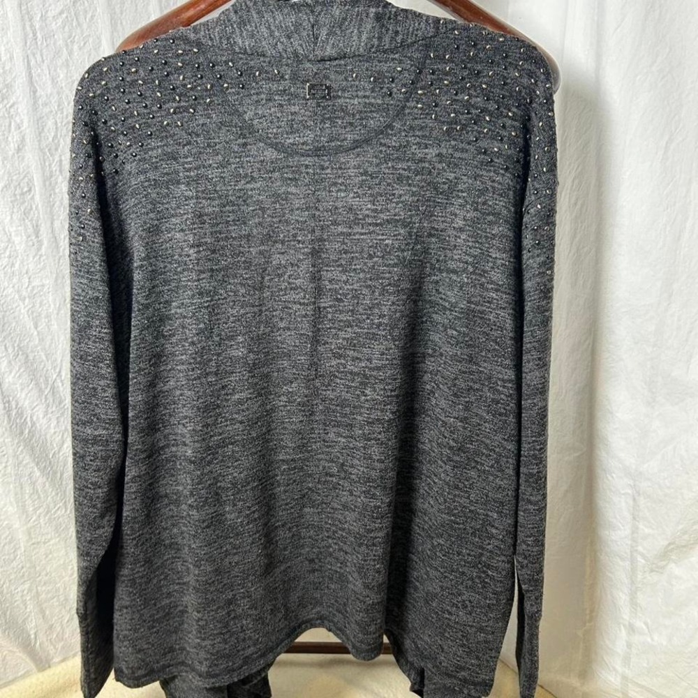 Grey Harley‎ Davidson open front cardigan with studded details #bikerchic - Picture 2 of 4